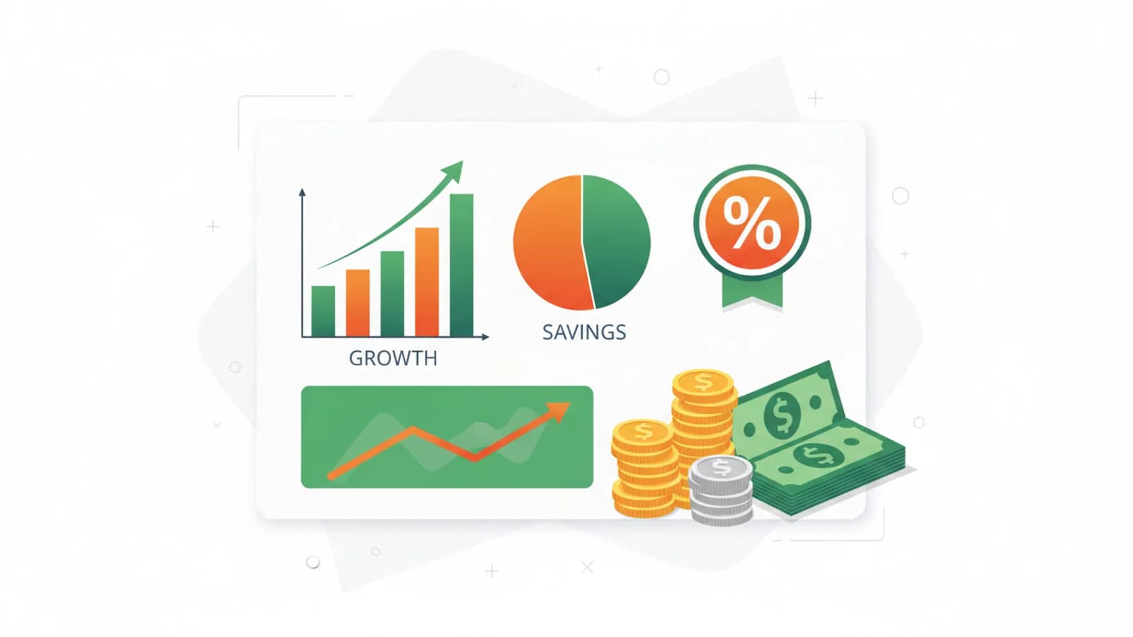 Graphiques et statistiques montrant des économies avec des piles de pièces