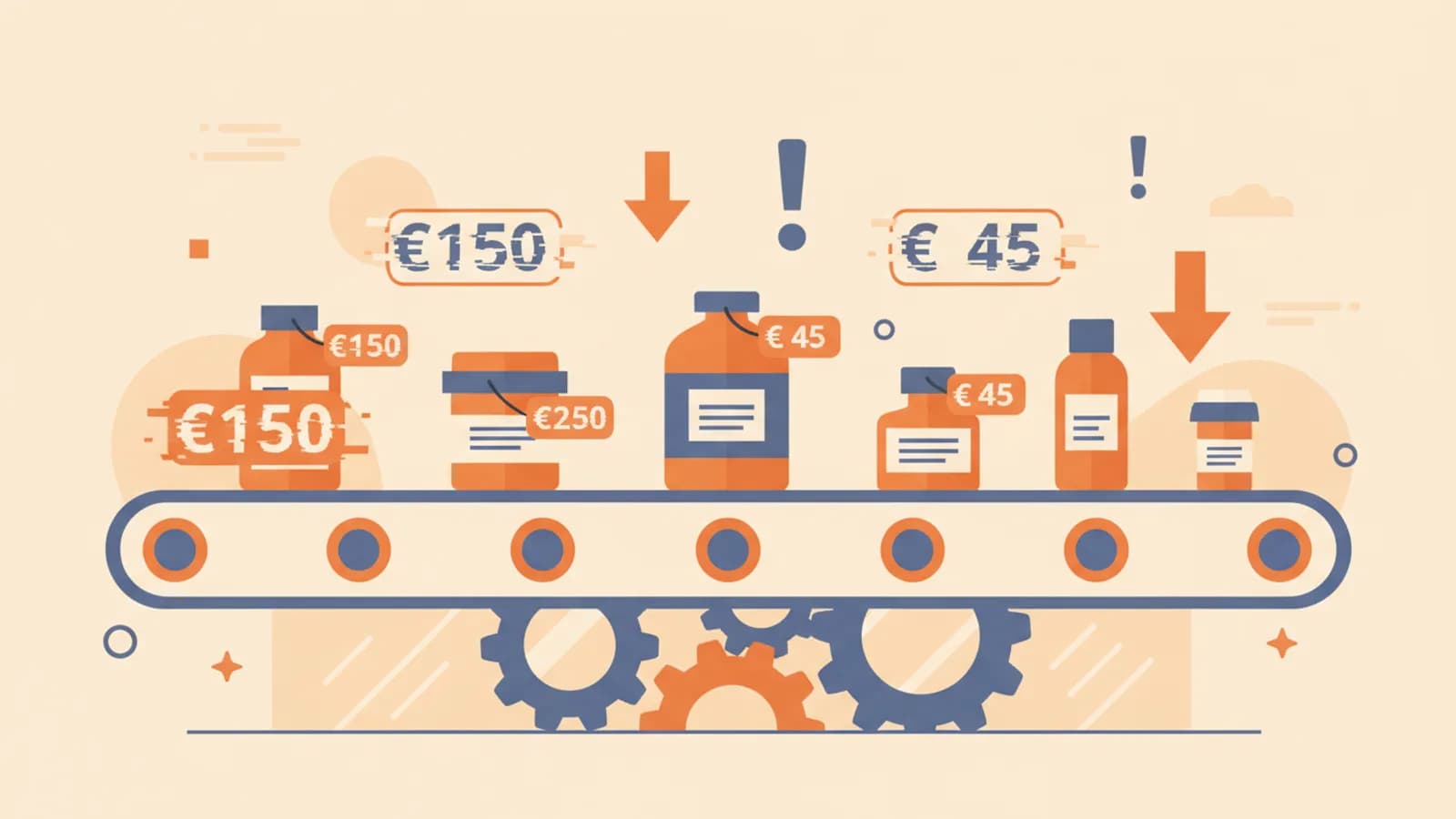 Étiquettes de prix avec fleches rouges de réduction sur fond colore