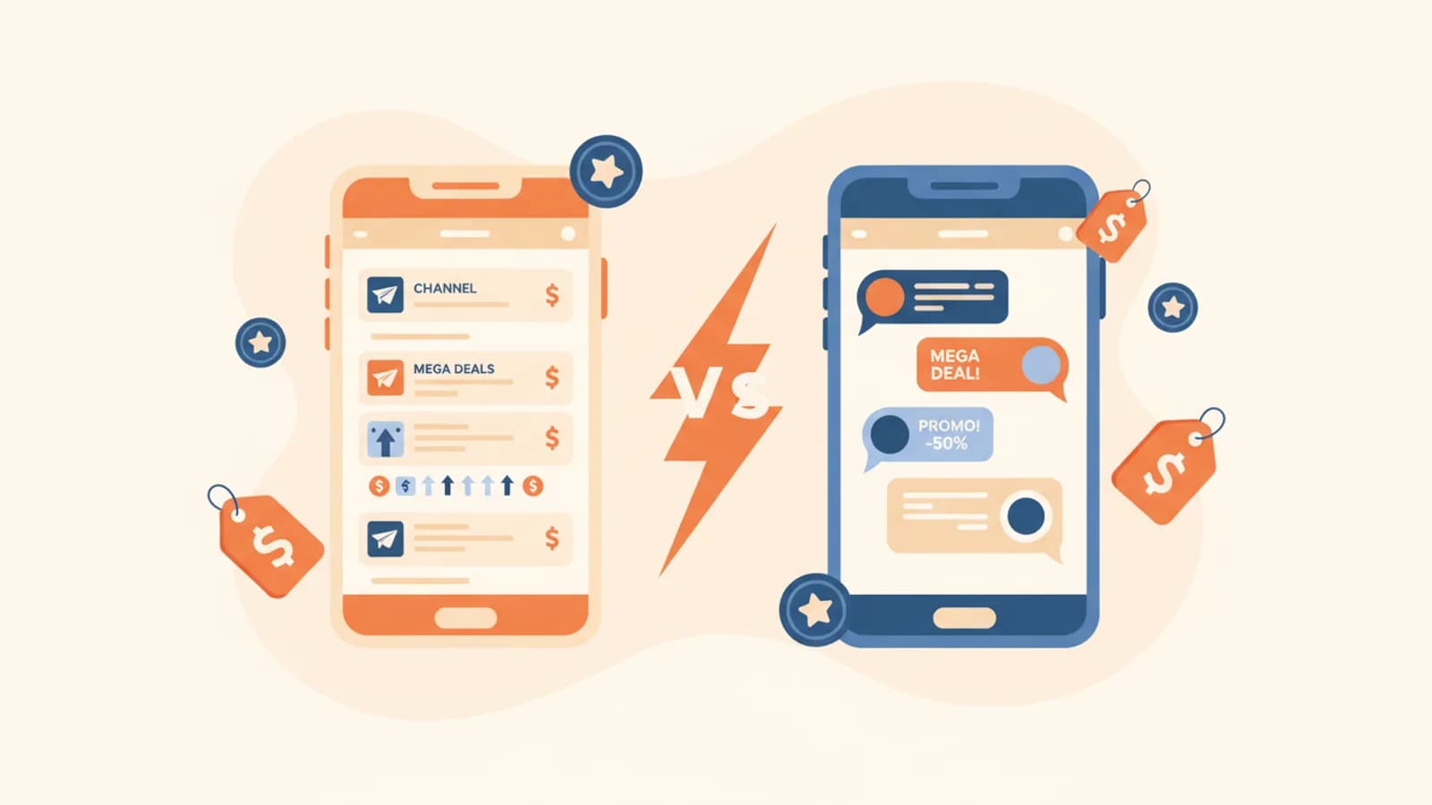 Deux smartphones cote à côté affichant des notifications de bons plans