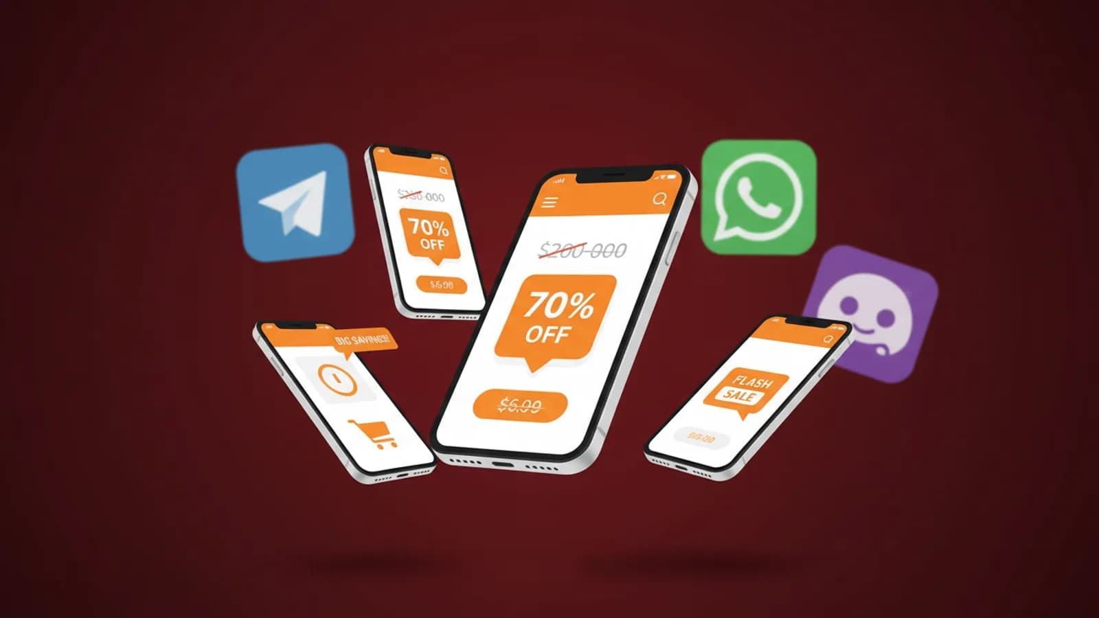 Smartphones affichant des notifications d'erreurs de prix sur différentes plateformes