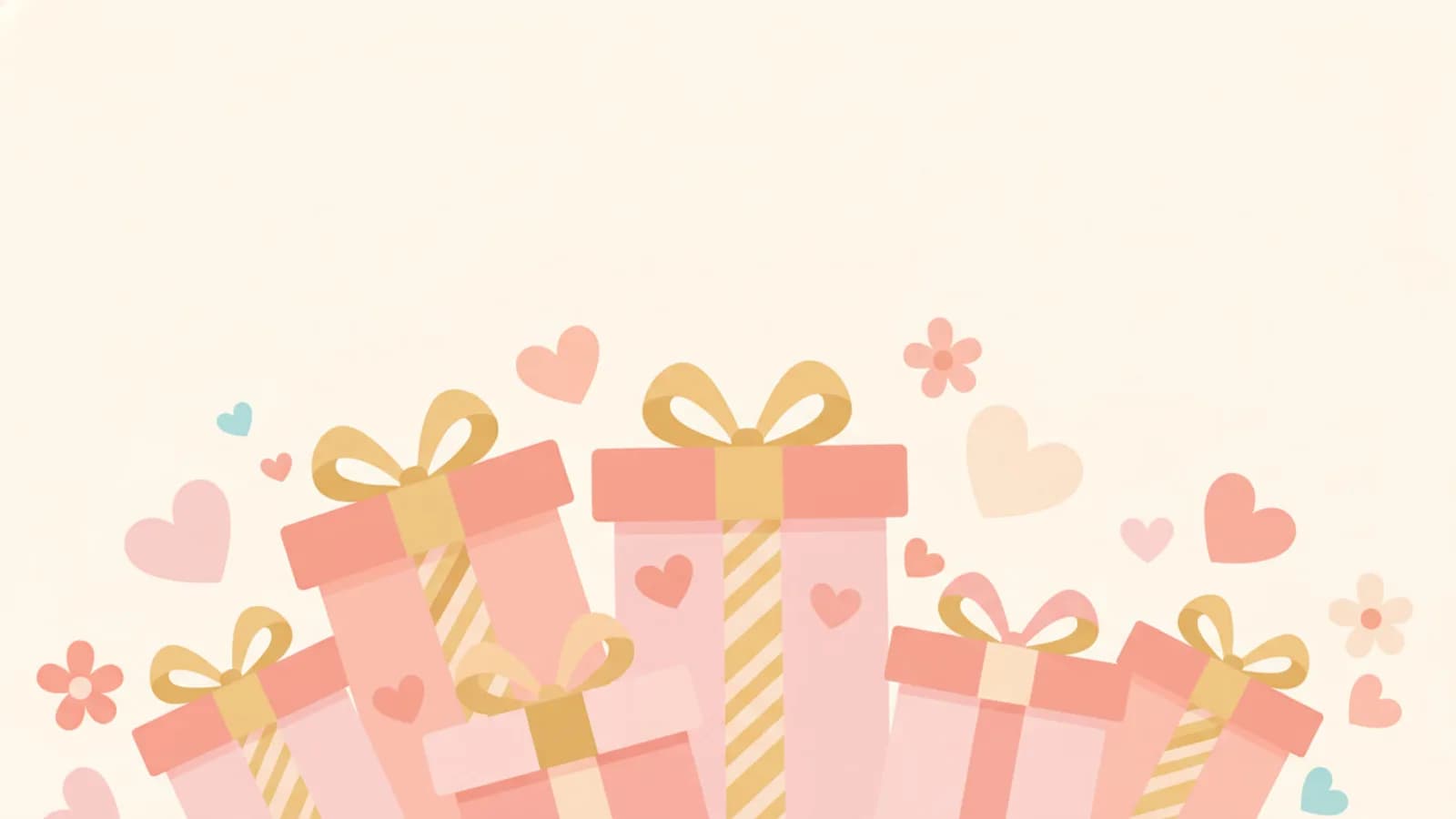 Boites cadeaux colorees avec des rubans et des coeurs flottants sur fond pastel